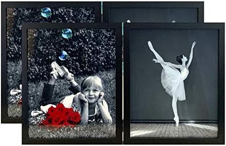 8x10 Black Folding Dual Picture Wood Photo Frames (2-Pack) with HIGH Definition Glass - Displays Two Collage Pictures, Double Hinged Picture Frame Stands Vertically on Desktop or Table Top