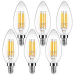 DiCUNO E12 Candelabra LED Bulb 40 Watt Equivalent, 2700K Warm White Non-Dimmable Ceiling Fan Chandelier Light Bulbs, 4W 550 Lumen, B11, Pack of 6