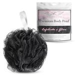 Seraphic Skincare Premium Body Pouf Loofah – 100g Shower Pouf Body Exfoliator for Gentle Exfoliation and Cleansing – Premium Exfoliating Body Scrubber to Reveal Silky Smooth, Glowing Skin (Black)