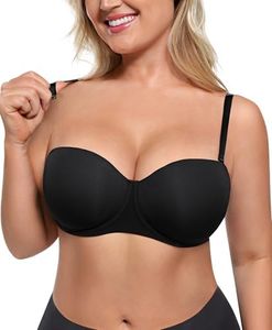 SHAPELLX Women's Minimizer Bra Convertible Strapless Underwear with Underwire Push Up Black Supportive Bras(Black,36DD)