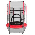 GALACTICA NEW Mini Trampoline | 4.5FT 55" with Safety Net Enclosure | Indoor Outdoor Children’s Activity Junior Trampoline - Red