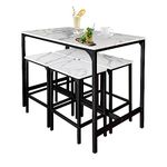 AT-VALY 5-Piece Bar Table Set with 4 Stools,Dining Room Table Set,Small Spaces (Black & White)