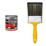 Ronseal DHDSPR750 750ml Diamond Hard Doorstep Paint - Tile Red & ProDec PR4GY Flat Masonry Paint Brush for Rapid Application of Smooth and Textured Masonry Paints