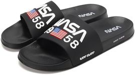 GUDYMSKY Mens Slides Sandals, NASA Sports Fan Sandals, Athletic Sandals - Black 8.5