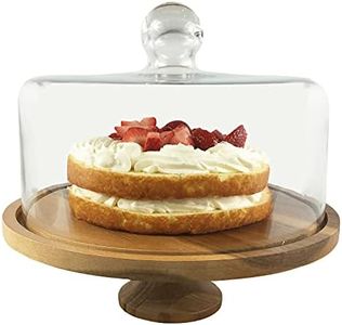 JOEY'Z Large Cake Stand with Lid Cover / Cake Stand with Glass Dome 11.5" Acaciawood Pedestal Stand Round Wood Server / Cake Holder / Wood Cake Stand with Dome