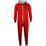 A2Z 4 Kids Children Plain & Camouflage Print Onesie Super Soft Loungewear - Plain Onesie Red 13