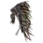 Pink Pineapple Handcrafted Native American Inspired Feather Headdress - Medium Length - Black