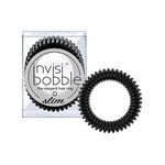 invisibobble SLIM Hair Ties, True Black, 3 Pack - No Kink, Strong Hold, Stylish Bracelet - Suitable for All Hair Types