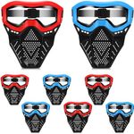 RoundFunny 8 Pack Tactical Mask with Safety Goggles to Protect Eyes, Full Mask Eye Protection for Kids CS Airsoft Shooting Game Party, Red and Blue