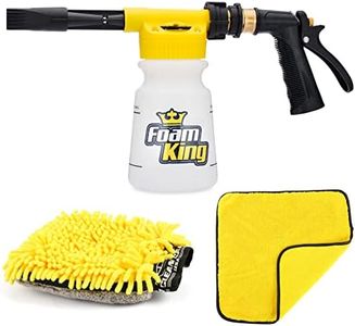 Foam King™ Gun Car Wash + Microfiber Mitt Detailing Towel - Connects to Garden Hose Ultimate Scratch Free Cleaning Snow Blaster Cannon Washing Kit