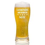 Joymaking Beer Glass Birthday Gifts for Men - Legends are Born in May, Mens Birthday Gifts, Gifts for Men Birthday Present, Gifts for Him Who Has Everything, Gifts for Men Birthday Unique 15oz