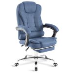 Blisswood Executive Office Chair With Footrest & Lumbar Support Ergonomic Recliner Computer Desk Chair Adjustable Back Rest Heavy Duty 360° Swivel Gaming Chair Blue for Home Office with Tilt Function