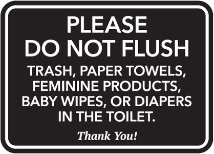 Please Do Not Flush Restroom Etiquette Sign for Business - Includes Double Sided Tape - Size 7 x 5 Inch