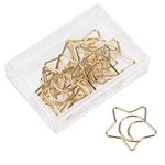 10 Star and Moon Paperclips Gold Paperclips Special Shaped Electroplating Pin for Office Document File Organization School Stationery