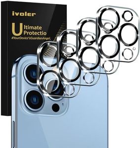 [4 Pack]iVoler Camera Lens Protector Designed for iPhone 13 Pro Max 6.7”/13 Pro 6.1” Screen Protector Tempered Glass[Case Friendly][New version],Scratch-Resistant,Easy Installation,Clear+Black Circle