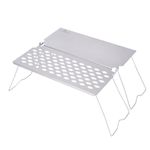 iBasingo Titanium Small Outdoor Table Camping BBQ Grill Folding Grill Frying Plate Portable Picnic Backpacking Steak Barbecue Charcoal Net Rack Cooking Kit Hiking Kitchen Equipment Ti2028C