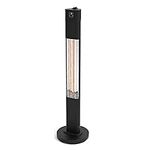 Devola Platinum Portable Electric Patio Heater 1600W | IP65 Waterproof Halogen Infrared Heater |Remote Control & Timer | 3 Heat Settings (500/1000/1600W) | Carbon Fibre Elements, Black (DVPH16PFSB)