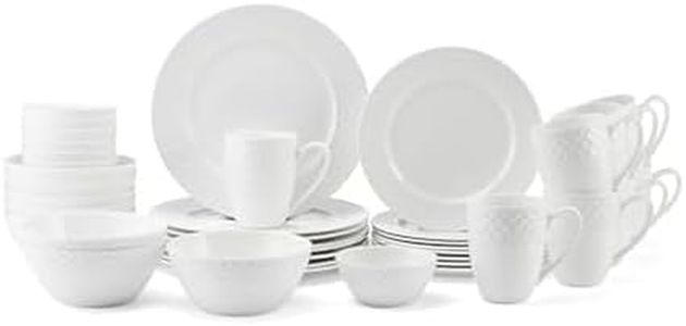 Mikasa Trellis Bone China Lightweight Chip Resistant 40 Piece Dinnerware Set, Service for 8