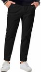 JMIERR Mens Black Corduroy Pants Casual Classic Chino Pants Elastic Waistband with Button Stretch Straight Fit with Multi Pockets,US34(M),Black