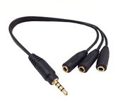 3.5mm Stereo Audio Splitter Cable Qaoquda 1FT Gold Plated 3.5mm (1/8") TRRS Male to 3 x 3.5mm (1/8") Stereo Jack Female 1 Input 3 Output Stereo Audio AUX Splitter Cable(4-Pole 1M/3F)