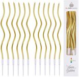 24 Pcs Gold Birthday Cake Candles Spiral Cake Candles with Holders Twisty Cake Candles for Birthday Wedding Party Cake Decorations (24)