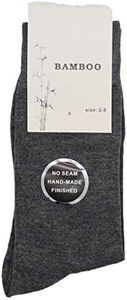 6 Pairs Mens Womens Soft Natural Bamboo Work Business Socks Odor Sweat Resistant, Grey, 11-14