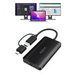 USB 3.0 to HDMI Splitter Extended Display Dual Monitors, KOZYC USB 3.0-A/C to Dual HDMI Adapter 4K@30Hz+1080p@60Hz Compatible with MacBook/MacBook Pro Air Dell (MST Support MacOS/Windows)