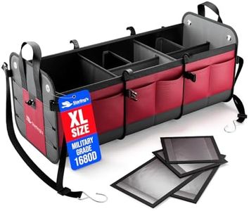 Starling's Car Trunk Organizer - Car Boot Storage Bag, Durable Storage SUV Cargo Organiser Adjustable, Tidy Organization. (Bordeaux, 3 Compartments)