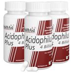 HealthAid Acidophilous Plus 4 Billion Gut Health Supplements | Clinically Researched Prebiotics & Probiotics for Gut Health | Digestive Enzymes Supplement | 60 Veg Capsules (Pack of 3)