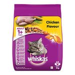 Whiskas Dry Cat Food for Adult Cats (1+ Years), Chicken Flavour, 3 kg,Pack of 1