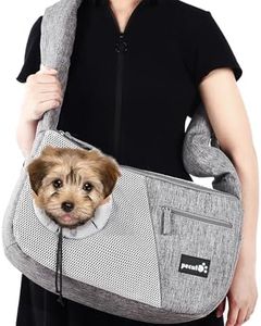 Pecute Dog Carrier Sling, Small Dog Pet Carrier with Breathable Window, Hands-Free Sling, Adjustable Padded Strap, Shoulder Bag for Outdoor Travel