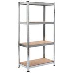 vidaXL Storage Shelf Silver - Galvanized Steel and Engineered Wood, Durable Design, Corrosion Resistant, Compact for Limited Spaces, Ideal Storage for Home & Office (80x40x160 cm)