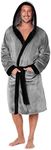 CityComfort Luxury Super Soft Men Dressing Gown Mens Bathrobe, (Black/Grey, M)