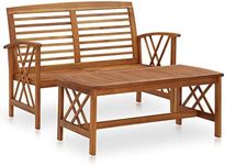 vidaXL Garden Lounge Set - 2 Piece Outdoor Furniture Set with Solid Acacia Wood Construction, Includes Bench and Coffee Table