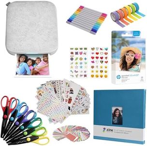HP Sprocket Imprimante Photo instantanée 3x4 - Kit : 20 Paquets de Papier Zink, Ciseaux, Album de Scrapbooking, marqueurs, Ensembles d'autocollants