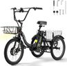 Skeri Electric Trike, 500W(Peak 1000W) Electric Tricycle for Adults, 20" Folding 3-Wheel Electric Bicycle, Step-Thru E Trike with 624WH Removable Battery and Large Basket, Black