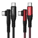 Fasgear USB C to USB C Cable, 2 Pack 3m 60W Type C to Type C Right Angle 90 Degree, PD Fast Charging Charger Lead Compatible for Galaxy S22 S21 Mac-Book i-Pad Pro (10ft, Black&Red)