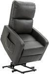 HOMCOM Riser and Recliner Chair for the Elderly, PU Leather Upholstered Lift Chair for Living Room with Remote Control, Side Pockets, Charcoal Grey