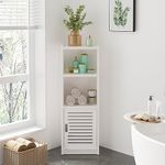 Dripex 3 Tier Bathroom Floor Cabinet, White Storage Cabinet with Door, Free Standing Shelf Unit for Bathroom, Living Room, Bedroom, Kitchen, Balcony or Office (Door Style 1)