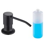 Soap Dispenser for Kitchen Sink Matte Black, Lotion Dispenser for Kitchen Sink Stainless Steel Sink Soap Dispenser 13 OZ Bottle Built in Design Refill from The Top