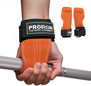 PROIRON Weight Lifting Wrist Straps Double Layer Leather Weightlifting Wrist Strap Heavy Duty Power Wrist Straps Hand Grip Support for Deadlifts, Pull Ups, Shrugs for Men and Women Orange M