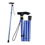 Healifty Travel Trekking Collapsible Cane Non-Slip Adjustable Walking Stick (Blue)