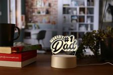 AICA World's No.1 Dad - Trophy LED Lamp (White Color Base) | Birthday Anniversary Gift for Dad Papa Father in Law