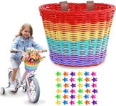 Kids Basket for Bike, Bike Basket for Boys Girls, Front Bicycle Basket Toddler Tiny Tricycle Scooter Baskets Waterproof Bike Decoration Accessories (Rainbow 2)