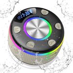 Bluetooth Shower Speaker, Portable Bluetooth 5.3 Speaker Wireless with Time Display, IP7 Waterproof Speaker Colorful Light Show, Bass Stereo Sound, Mini Wireless Speaker for Bathroom, Outdoor, Travel