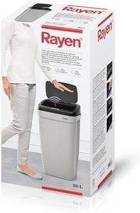 Rayen | Cubo de Basura Automático con Sensor de Apertura |Cubo para Cocina | Sensores Infrarojos | Prolipopileno | Tapa Desmontable | Gris/Negro | 30 L | 63.5 x 33.5 x 25 cm