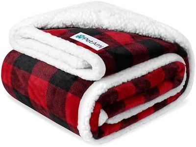 PetAmi Premium Waterproof Dog Blanket Pet, Puppy, Cat, Kitten | Plush Pet Fleece Blanket Small & Medium Dogs | Reversible, Warm, Sherpa Microfiber Throw | Waterproof - 30 x 40 Inches (Plaid Red)