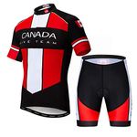 Weimostar Men Cycling Jersey Set Short Sleeve MTB Road Bike Shirt Jacket Bicycle Clothing Gel Padded Shorts Canada Red Size L