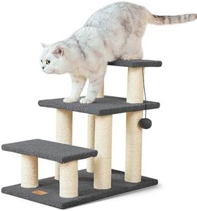 Pawque Dog Stairs & Cat Scratching Post Pet Steps for High Beds Couch, High-Strength Boards Holds up to 150 lbs for Indoor Small Cats Kittens Dogs Climbing Playing, 3 Combination Options, 3 Steps-Grey