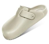 KEMISANT Womens Clogs, Slip on Sandals Nurse Shoes for Womens House Work Garden Work Outdoor Walking(Beige-12Women/10 Men)